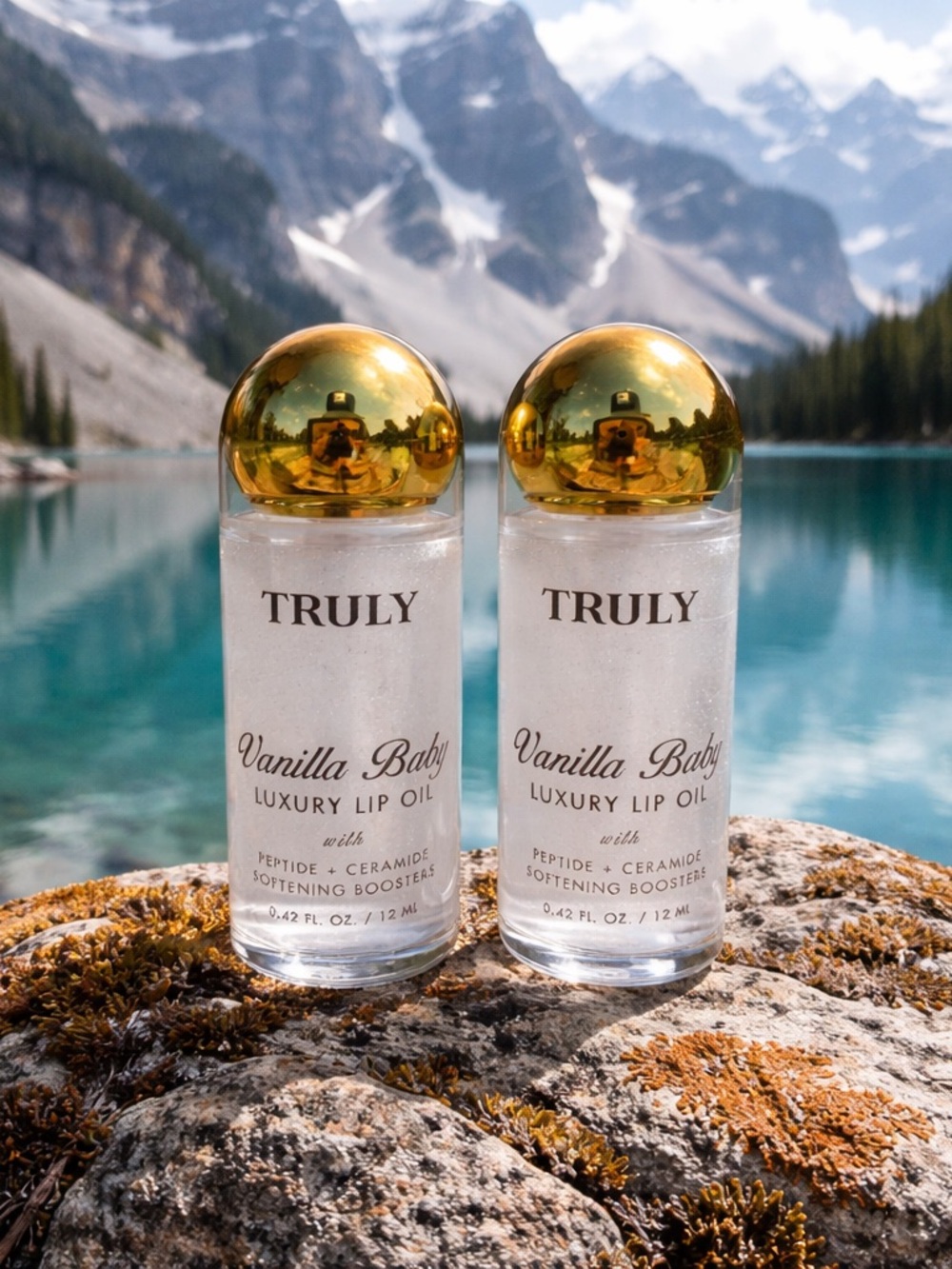 (2-Pack) TRULY Vanilla Baby Luxury Lip Oil — Clear Shimmer with Gold Cap